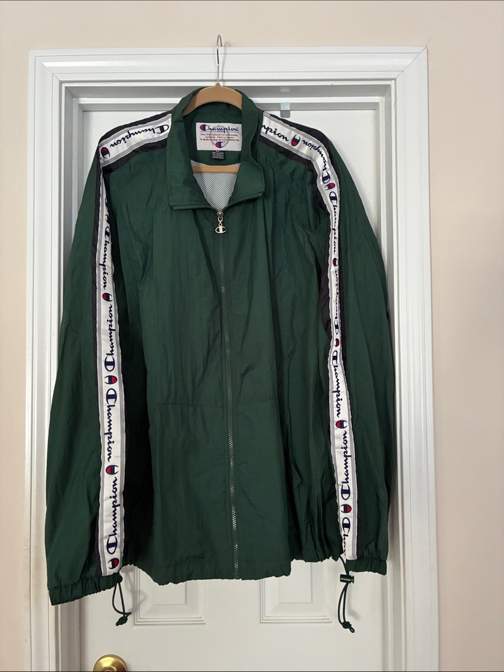 Champion Men’s 2XL Forest Green Windbreaker with Logo Taping